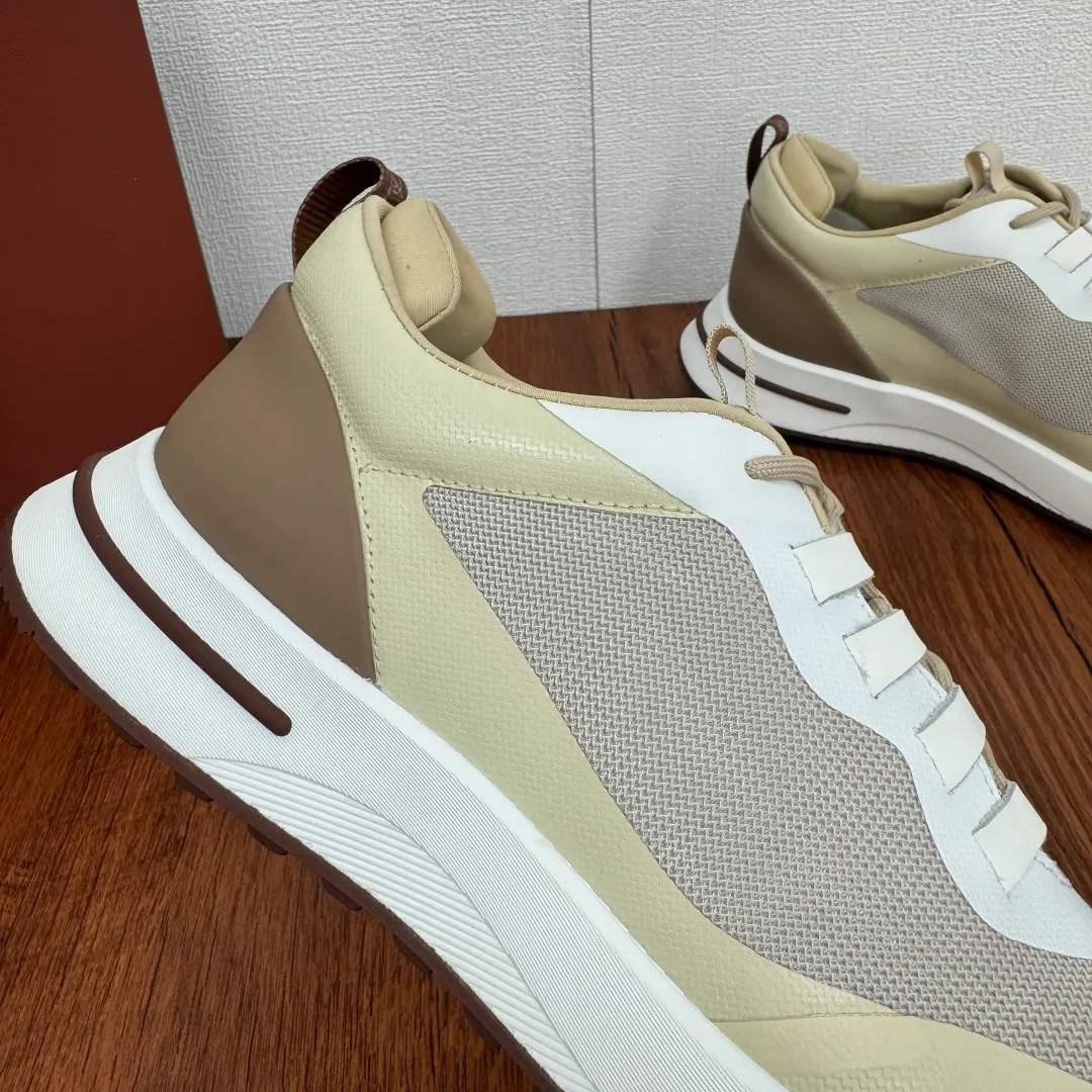 Batch 760 Loro Piana mesh cowhide stitching casual sports men's shoes LP jogging shoes OEM original soles feel free to enter the counter! This casual shoe is knitted from Wind fiber, giving it a unique three-dimensional effect. The unique silhouette narrows slightly at the midsection and is embellished with nappa leather details. The lightweight rubber sole and studs on the edge enhance traction and stability, and functional details full of modern aesthetics add a sporty style to the shoe. The upper uses a hot-melt edge-sealing process. The lightweight technical material of the Kummel-colored rubber outsole is inlaid with cushioning pads on the inside of the sole to distribute the weight more evenly and reduce the load during walking. The leather eyelets are directly set on the upper fixed to the sole to ensure stability. The rear is equipped with cushioning pads to improve wearing comfort. The full package of the counter comes with a shoelace insole. Multiple colors available! Fabric: 100% nylon Decoration: 100% cow leather Accessories: 100% polyurethane Size: 39-40-41-42-43-44 Standard leather shoe size (38/45 can be customized and returns and exchanges are not supported) Item number: FAM1718 Off-white